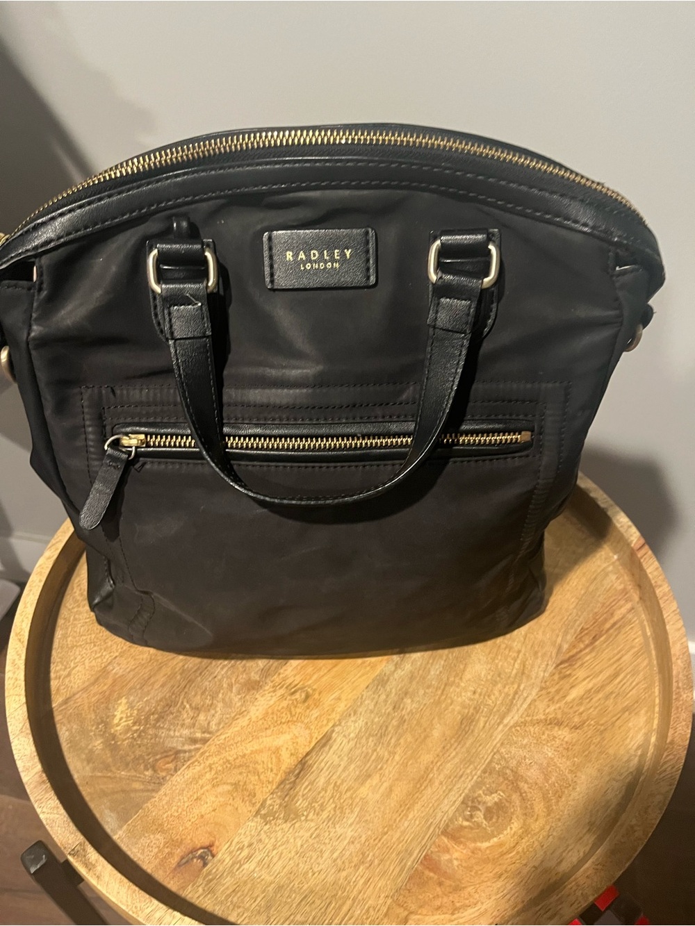 RADLEY LONDON Black Handheld Satchel with Gold Hardware